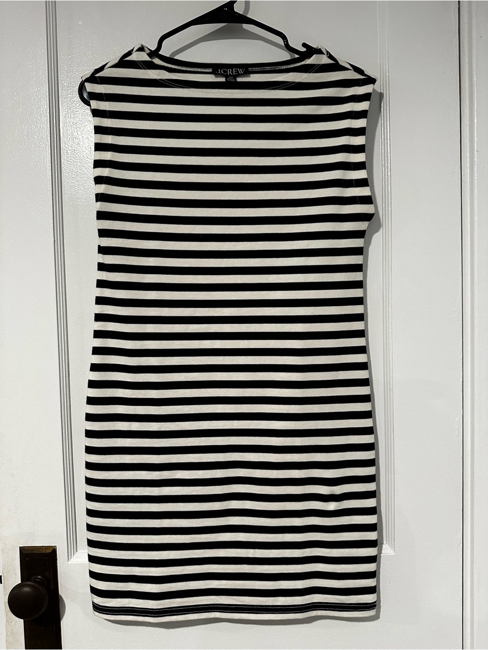 J. Crew Black & White Striped Sleeveless Shift Dress